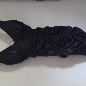 Black leather body con dress